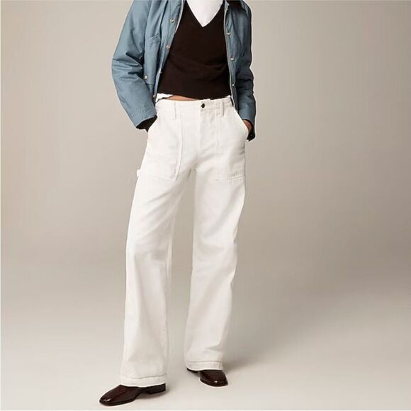 NWT J. Crew Point Sur Wide Leg Carpenter Jean White Size 26 - Picture 1 of 12